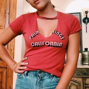 American Eagle Cut-out Distressed Graphic Tee